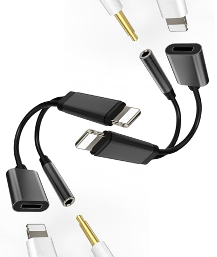 Adapter 3,5 mm Kopfhörer (2 Pack) Aux Lightning Jack Kopfhörer Schnelles Aufladen für Apple iPhone 14 13 12 11 Pro Max 7 8 Plus X SE XS für iPad Air Zubehör Kopfhörer Stecker Headphones Splitter