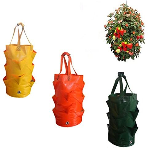 Toddmomy 1pc 3 Garden Planter Bag Stacking Pot Strawberry Wall Planter Strawberry Grow Pepper Tower s Outdoor Plants Potato Grow Bags Vegetable Hanging Flowers
