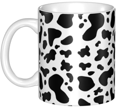 Tasse, Keramiktasse, Kaffeetasse, Teetasse, geeignet für Küche, Restaurant, Büro, 330 ml,Kuhflecken