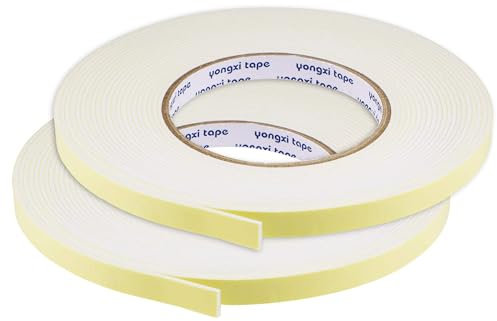 TOP-VIGOR 2Pcs Self Adhesive Sealing Foam Tape, 10mm(W) x 1.5mm(T) x 8M/26.25ft(L) Double Sided Foam Weather Strip High Density Draft Excluder Strip for Window and Door Insulation