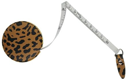 The Quilted Bear Ruban à mesurer rétractable avec ruban à mesurer métrique et impérial double face pour la couture, les tailleurs ou comme ruban à mesurer corporel 150cm (Léopard)