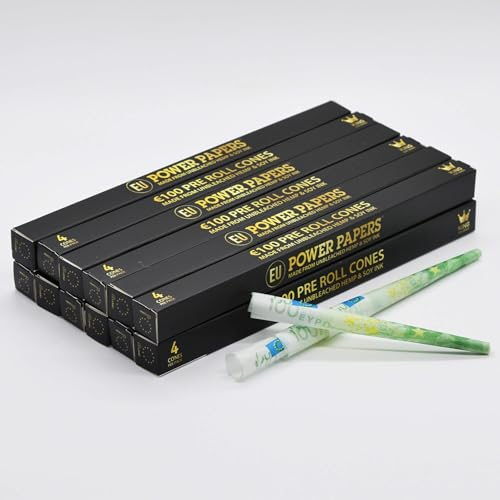 Power Papers 100€ Euro Cones King Size - pre rolled/vorgedrehte Joint Hülsen im Euro Geldschein Look / 4 Jointhülsen pro Packung (12 Packungen)