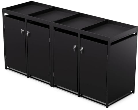 blumfeldt Elegant Wheelie Bin Storage - Perfect Outdoor Storage Box for 60L/120L/240L Bins - Features Secure Lock with Keys, Double Bin Capacity, Convenient Top and Front Access