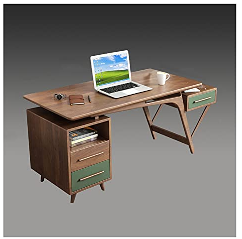GLigeT Bürotisch Multifunktionaler Schreibtisch, 67 Zoll, Heimschreibtisch, PC-Arbeitsplatz mit Stauraum, kreativer Holz-Desktop-PC-Laptop-Schreibtisch, rustikales Braun und Grün PC-Tisch