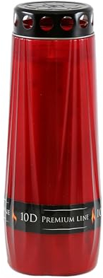 Aura Nr. 10 - Grabkerze mit einer Brenndauer von bis zu 10 Tage (8 Stück) - Gedenkkerze - Grablicht - Friedhofskerze - Erinnerungskerze - Gedenklicht - Totenlicht - Friedhofskerze (Rot)