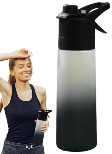 Botella de agua con atomizador de niebla, botella de agua de niebla refrescante, botella de agua de hidratación | Botella de agua deportiva portátil, 650 ml, boquilla fácil de beber para gimnasio,