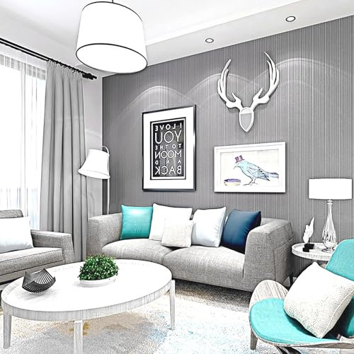 Trafagala Plain Grey Wallpaper Simply Stripe Textured Wallpaper Metallic Dark Grey No Match Wallpaper for Living Room Bedroom Adults Teenager Hallway and Stairs