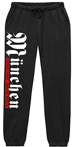 Unsere Stadt München Jogginghose | München Fanartikel München Geschenk Stadt Ultras Sport München Hose | M1 Schwarz (S)