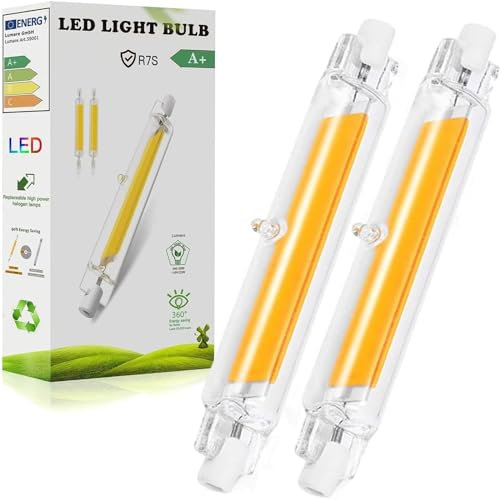 Anugsoe R7S LED 78mm Dimmbar Lampe,10W R7S LED Ersatz für 100W Halogen Leuchtmittel,R7S LED Stab Kaltweiß 6000K 1000LM,Kein Flackern，360°Abstrahlwinkel,2er Pack