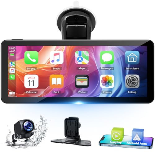 Volam Tragbarer 6,86 Zoll Carplay Bildschirm von für Auto,kompatibel mit Apple CarPlay und Android Auto,kabellose CarPlay Einheit mit GPS-Navigation,Bluetooth,MirrorLink,Touchscreen für alle Fahrzeuge