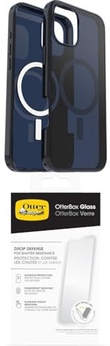 OtterBox Symmetry Series Clear MagSafe Case for iPhone 16 Plus, Shockproof, Drop proof, Protective Thin Case, 3x Tested to Military Standard, Clear/Blue and Screen Protector