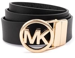 Michael Kors Rev Saffiano, wendbarer Damengürtel, 3,2 cm, Schwarz/Gold, M
