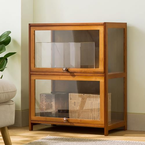 Glasvitrinen, Vitrine, staubdichte Schutzvitrine, dreiseitige transparente Vitrine mit hochklappbarer Tür, Starke Tragfähigkeit, leicht zu öffnen und zu schließen (Größe: 28x13x29/70x