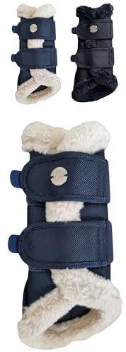 Marengos - Dressurgamaschen 1680D Comfort Light – Pferdegamaschen mit weichem Kunstfell, Klettverschlüssen & atmungsaktivem Mesh – Gamaschen für Pferde in Nachtblau – Größe L