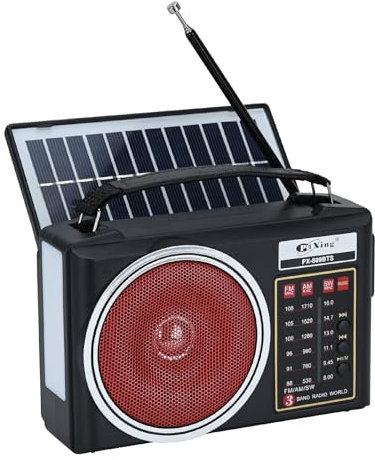 Radio Am/FM/SW Bluetooth Retro portátil y compacta con Panel Solar, iluminación LED portátil, batería Recargable, Reproductor MP3 Compatible con Tarjeta TF/USB (Rosa)