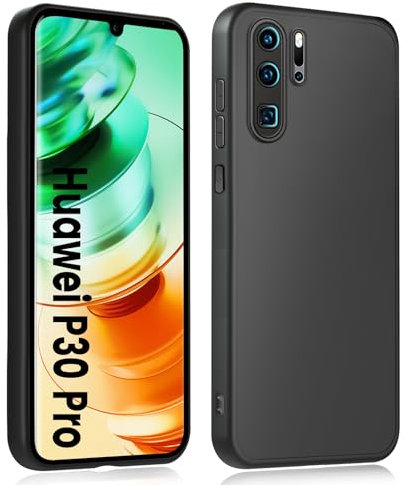 HuwaiH Handyhülle für Huawei P30 Pro Hülle, Upgraded Kameraschut, Anti-Rutsch Stoßfest Haltbarkeit Schutzhülle, Unterstützt kabelloses Laden Weich TPU Case, Passgenau für P30 Pro, Schwarz