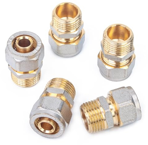 LTWFITTING Klemmring-Schraubfitting für Aluverbundrohr, Übergang mit Außengewinde, 16mm x 1/2 (5 Stück)
