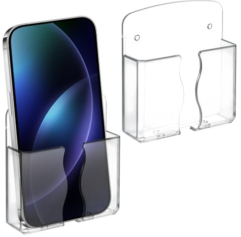Bremorou 2 Stück Handyhalterung Wand, Handy Wandhalterung Wandmontage Telefonhalter, Selbstklebende Handyhalterung Wand, Universal Handy Halterung, Mit Empfangsloch Und Klebebändern Für Datenkabel