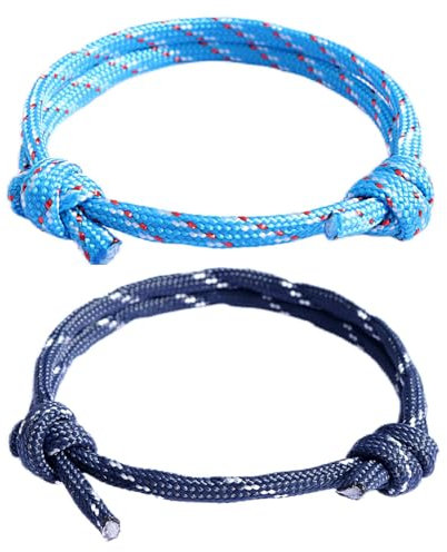 lafomukea Bracciale Paracord in corda nautica, set di bracciali da surfista, semplice e discreto, per l'uso quotidiano, marittimo, cinturino in corda nautica, impermeabile, Taglia unica, corda