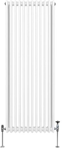 Traditioneller 3-Spalten-Heizkörper 1800 x 562mm | Vertikaler Wandheizkörper | Glänzend Weiß Kohlenstoffstahl | Wohn- Badezimmer Küche [Inkl. Reinigungsbürste, Befestigungsset & Halterungen]