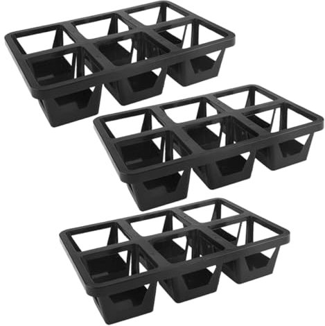 BCOATH 3Piezas Soporte Macetas de Plástico Transpirable con Compartimentos de Suculentas y Pequeñas Almacenamiento de Negro