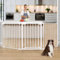 The Fellie Stair Gates for Dogs & Doorways, 180CM Foldable Dog Gate with Automatic Closing, Fire Guard Metal Playpen, Indoor Safety Barrier for Dogs/Pet/Child/Christmas Tree Fence, White