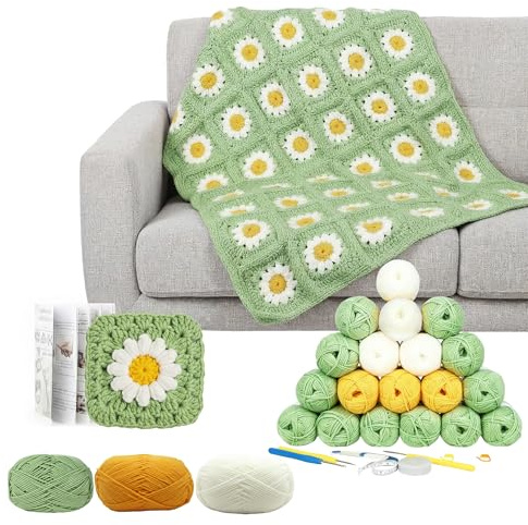 TOLASTO Häkelset, Häkeldecke Kit, komplettes Starter-Häkelsets für Anfänger und Erwachsene, mit Schritt-für-Schritt-Anleitung (evtl. nicht in deutscher Sprache), Garn & Zubehör, Lernen Sie das Häkeln