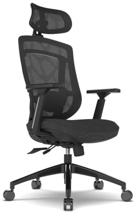 GT OMEGA Master Ergonomic Chair Black Fabric - with Adjustable Headrest