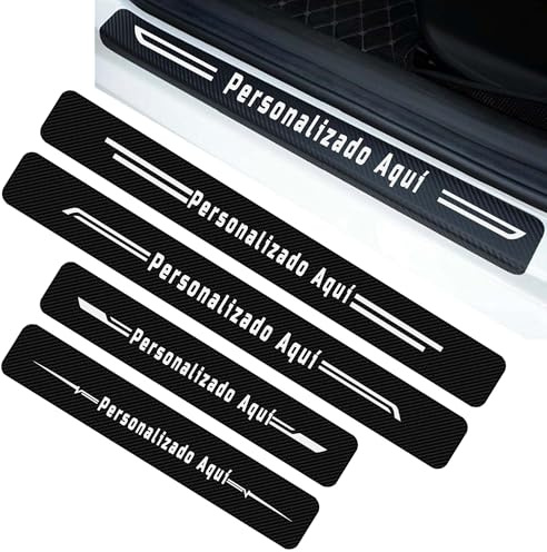 Umbral de Puerta de Coche con Pegatinas Personalizables – Tiras de Fibra de Carbono Adhesivas – Protectores Decorativos Universales para Maletero y Puertas