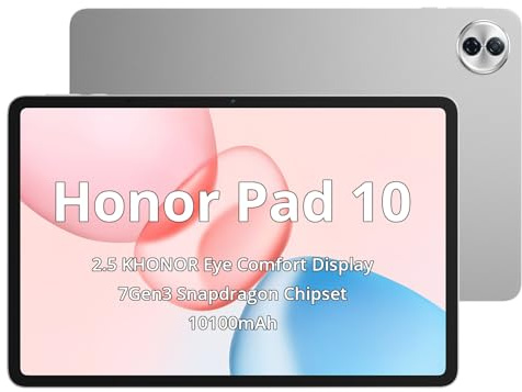 HONOR Pad 10 Tablet Wi-Fi 8GB 256GB, 12,1 Pollici 120Hz 2.5K Eye Comfort Display, Snapdragon 7 Gen 3, 10100mAh Batteria, 6 Altoparlanti, Corpo in Metallo, Android 15, Google Service, Grigio