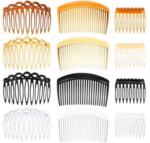 12 Stück Haarkamm zum Stecken,Französische Seitenkämme,French Side Hair Combs,Vintage Dekorativer Steckkamm,Kunststoff Twist Steckkamm Haare,Einsteckkamm Haare Zubehör für Frau Dame Dickes Feines Haar