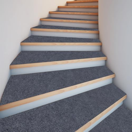 ZXIAOHUI Treppenteppich 25 x 72 cm Kuschlig Weichem Flor, Selbstklebend Und Antirutsch, Zuschneidbar, Wiederverwendbarer, 5 X Stufenmatten Selbstklebend, Treppen Rutschschutz für Kinder, Älteste, C