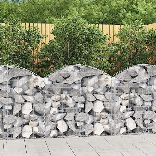 Solivagant Panier de gabions arqué 100x30x80/100 cm Fer galvanisé,(10.35 KG)