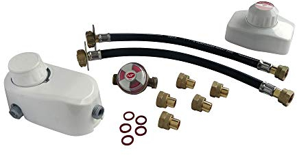 SOMATHERM FOR YOU, Ensemble détendeur 1,3 Kg/h avec inverseur et lyres pour 2 bouteilles de propane, kit de raccordement sécurisé pour alimentation gaz, indicateur de réserve