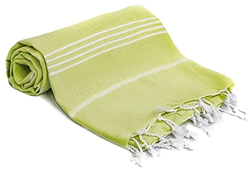 Turquoise Home, Großes Strandtuch 100% Baumwolle - Weich und Langlebig, Hamamtuch Ideal für Sauna, Spa, Yoga und Pool, Grün (1 Stück), 100x180 cm
