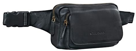 STILORD 'Boston' Gürteltasche Leder Schwarz Vintage Bauchtasche Männer Frauen Hüfttasche für Kamera Jogging Reise Festival Sport Doggy Bag Echtleder