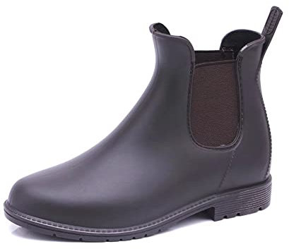 Stivaletti Pioggia Donna Impermeabili Antipioggia Chelsea Bassi Moda Comodo Antiscivolo Stivali di Gomma Lavoro Giardino Esterno Wellington Antiscivolo Rain Boots Marrone 34