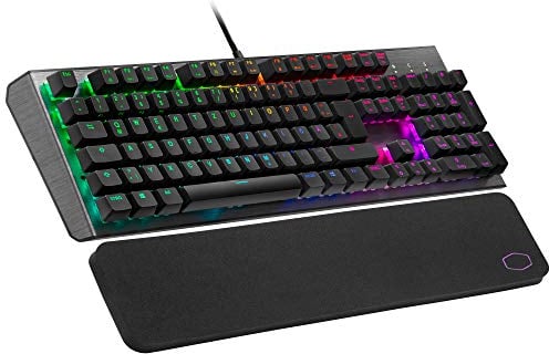Cooler Master Tastiera meccanica da gioco CK550 V2, tastiera cablata con retroilluminazione RGB e poggiapolsi, controllo on-the-fly, layout DE QWERTZ/interruttore TTC rosso