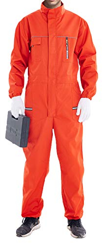 Oralidera Herren Arbeit Overall mit Elastischer Taille Maleroverall mit vielen Taschen Handwerker Jumpsuit Arbeitskleidung mit Stehkragen