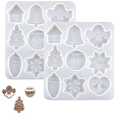 2 Stück Weihnachten Harz Formen Weihnachten Harz Form Weihnachtsbaum Silikon Hängende Tags Formen Anhänger Halskette Anhänger Schmuckherstellung Form Kristall Epoxy Gießformen für Weihnachtsbaum Dekor