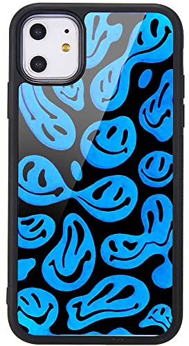 MAYCARI Aesthetic Blue Funny Face Printed Phone Case for iPhone 11 Pro Max, Hard Back Case with Soft TPU Bumper for Girls Boys Children Protective Phone Case for iPhone 11 Pro Max
