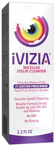 iVIZIA Mizellen-Augenlidreiniger für empfindliche Augenliderreinigung, BAK-Konservierungsstofffrei, ausspülbar, entfernt sanft Make-up, 30 ml Flasche