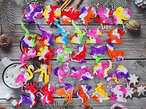 Victgame 30-Pakete Bulk Weihnachtsrucksack Schlüsselanhänger Mini Pop Fidget für Studenten Geschenk und Oktopus Party Gefälligkeiten, Studenten Blase Preis für Jungen und kleines Mädchen, Kinder