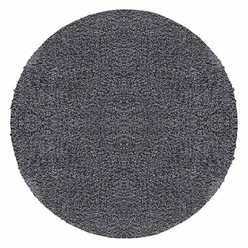 Carpetsale24 Teppich Wohnzimmer Shaggy Flokati Einfarbig Design 80 cm Rund Grau - Hochflor Teppich Schlafzimmer Pflegeleicht und Super Weich - Flauschiger Teppich Langflor 50 mm Florhöhe Runder