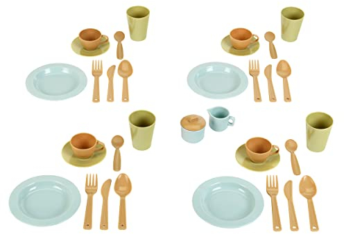Theo Klein 7658 Klein goes Bio - Dinner Set für 4 Personen | Kindergeschirr aus Biokunststoff | 34-teiliges Set | Spielzeug für Kinder ab 2 Jahren