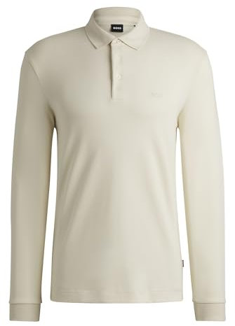 BOSS Herren Pado 30 Longsleeve-Poloshirt aus Interlock-Baumwolle mit Logo Weiß XL