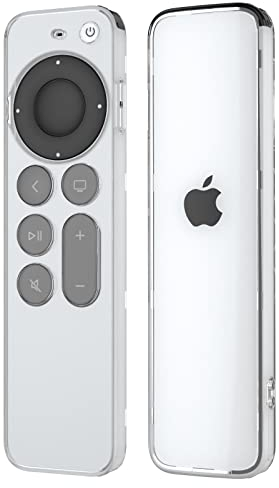Kawoco Schutzhülle für Fernbedienung, kompatibel mit Apple TV 4K / HD Siri Remote 3. / 2. Generation (2022/2021), rutschfest/sturzsicher/staubdicht, TPU-Fernbedienungsabdeckung, transparent