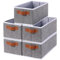 YheenLf 5 Stück Aufbewahrungskorb, Faltbare Stoffbox mit Griff, Aufbewahrungsboxen, Boxen Aufbewahrung in Badezimmern, Regalen, Schrank Organizer, 38x15.5x13cm, Grau