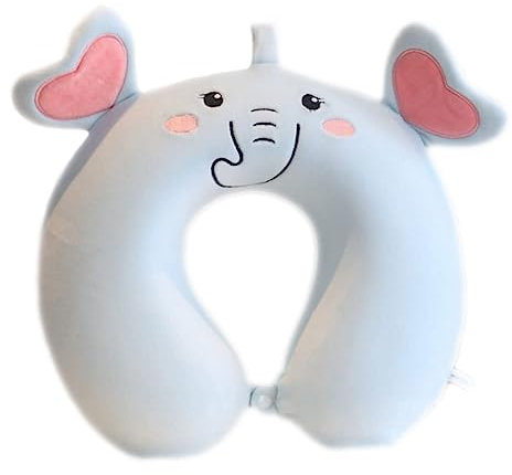 AOOPOO Kinder Reisekissen, Tier Nacken Unterstützung U-förmigen Kissen Plüsch für Flugzeug Zug, Kinder Nackenkissen Kinn & Hals Unterstützung Kissen mit Tier Super Soft Cover Travel Partner