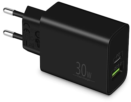 MatauMahi Chargeur USB C 30W à 2 Ports (Type-C/A), Prise USB C avec PD/QC/PPS, Embout Chargeur Rapide, Adaptateur Secteur Compatible avec iPhone 16 15/14/13, Samsung S24/S23/S22, Google Pixel 9/8/7/6
